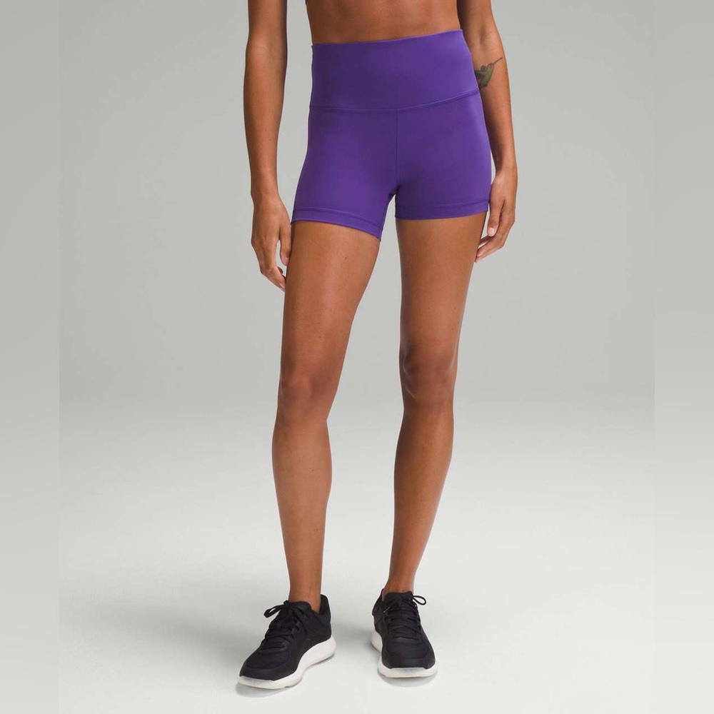 Lululemon Purple Bike Shorts square size dot - Picture 1 of 6
